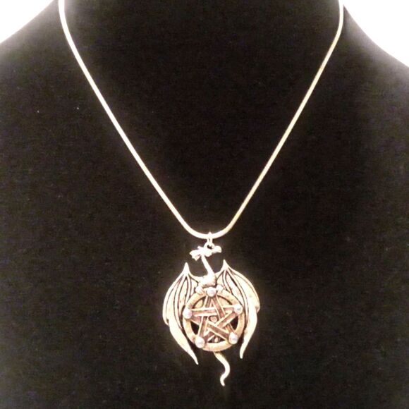 Vintage Silver Dragon Pendant Necklace on Sterling Chain - Picture 1 of 5